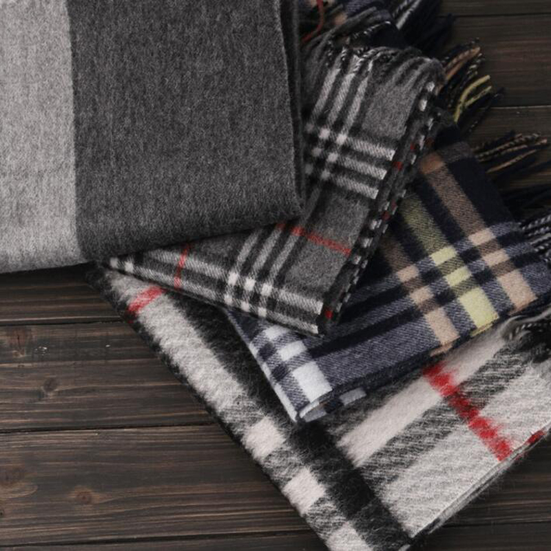 Soft Wool Scarves Black Red Plaid Women Winter Scarf